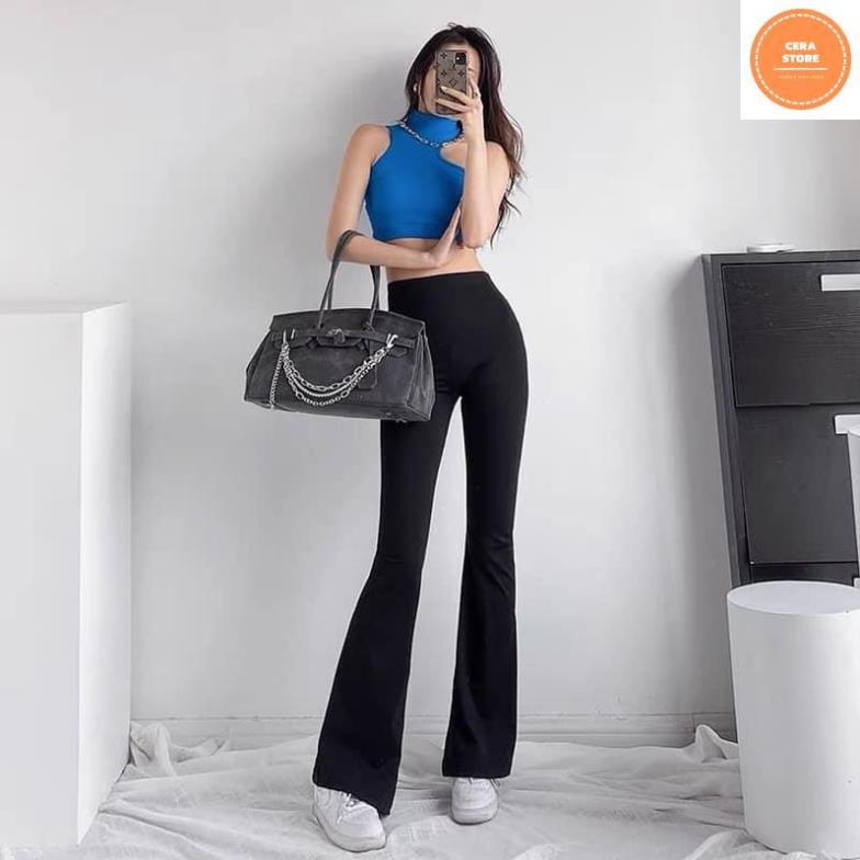 Quần Ống Loe Legging Cotton Nữ Lưng Cao Co Dãn Hách Chân Tôn Dáng- Cera Store