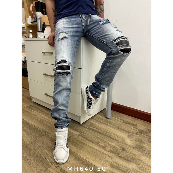 Quần bò AMIRRII chữ trần chỉ dọc cực chất ảnh thật kèm video tại shop