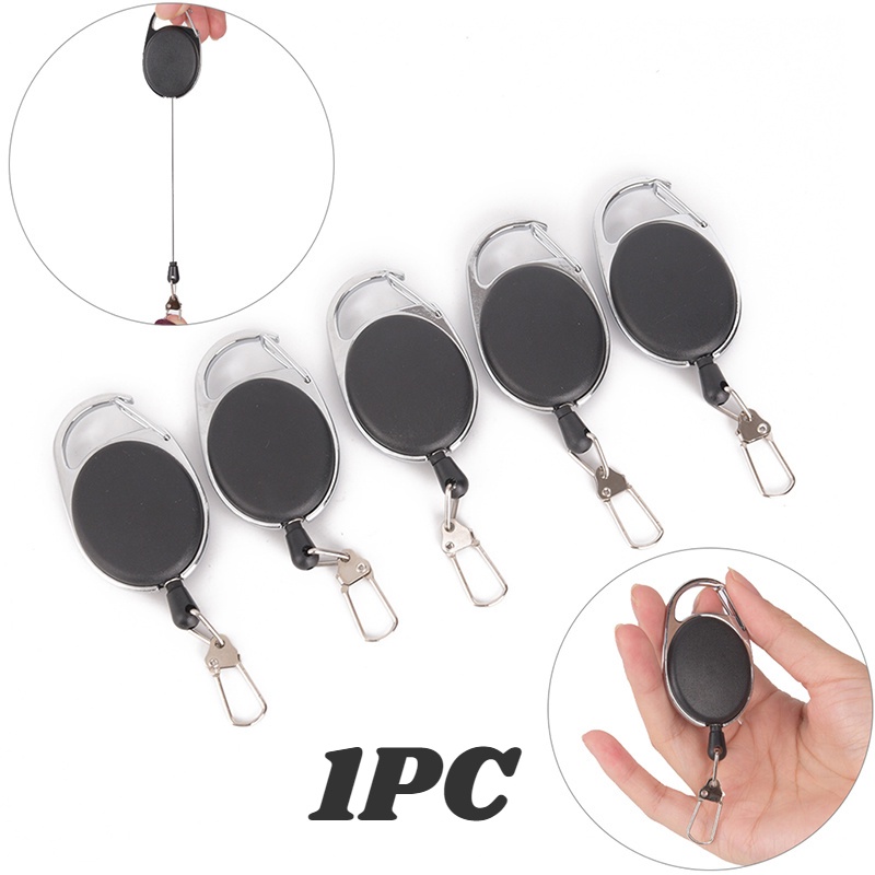 1 Móc Khóa Màu Đen Đàn Hồi Thu Gọn Tự Động Chống Trộm Chống Trộm