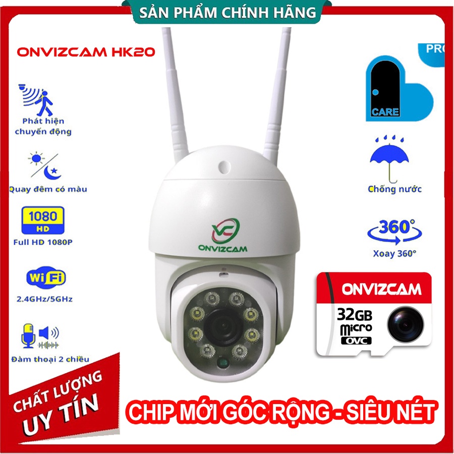 [BẢO HÀNH 12 THÁNG] Camera ONVIZCAM HK20 - camera ngoài trời-xoay 360-chống mưa-ban đêm có màu