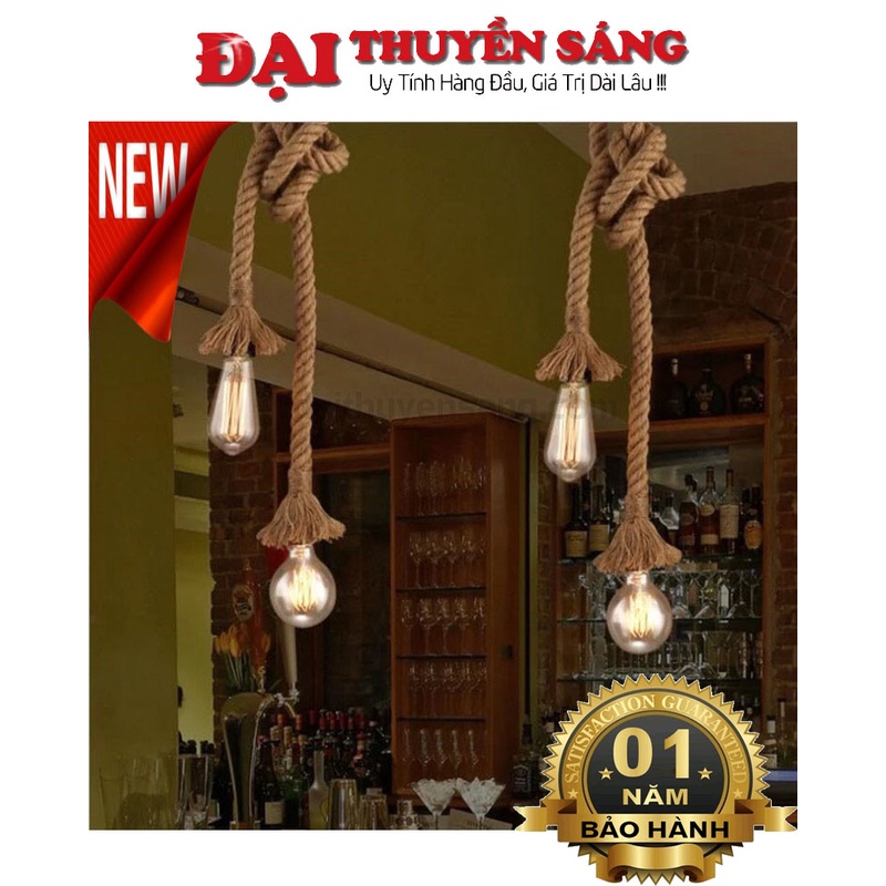 Đèn thả dây thừng 2 đầu dài 1m và 1,5m trang trí độc đáo