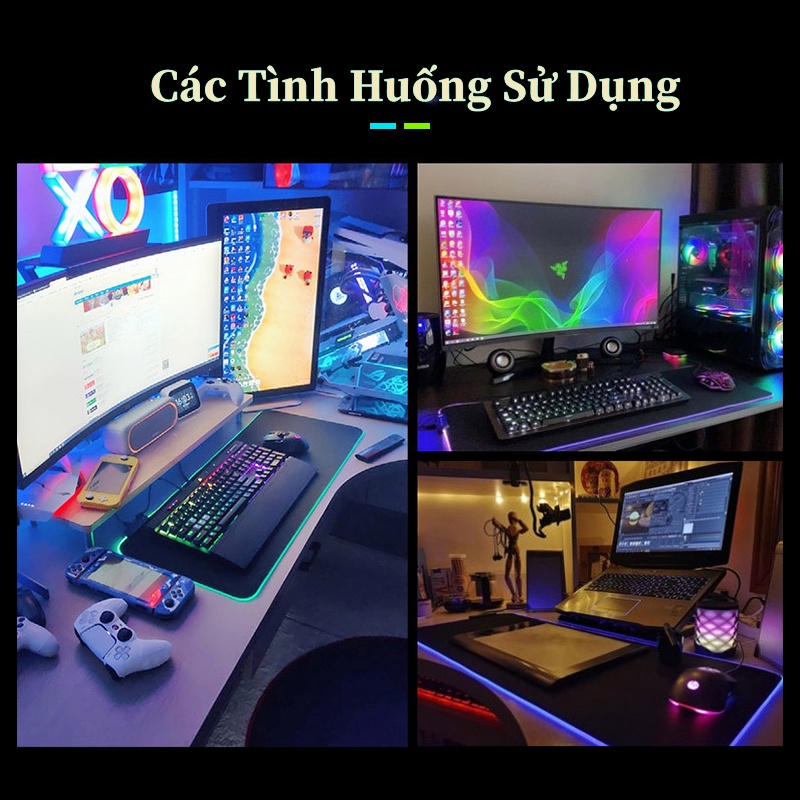 Miếng Lót Bàn Phím Đèn LED RGB Miếng Lót chuột Cỡ Lớn 80*30 Phát Sáng Nhiều Màu hình ảnh sắc nét siêu bền siêu rẻ