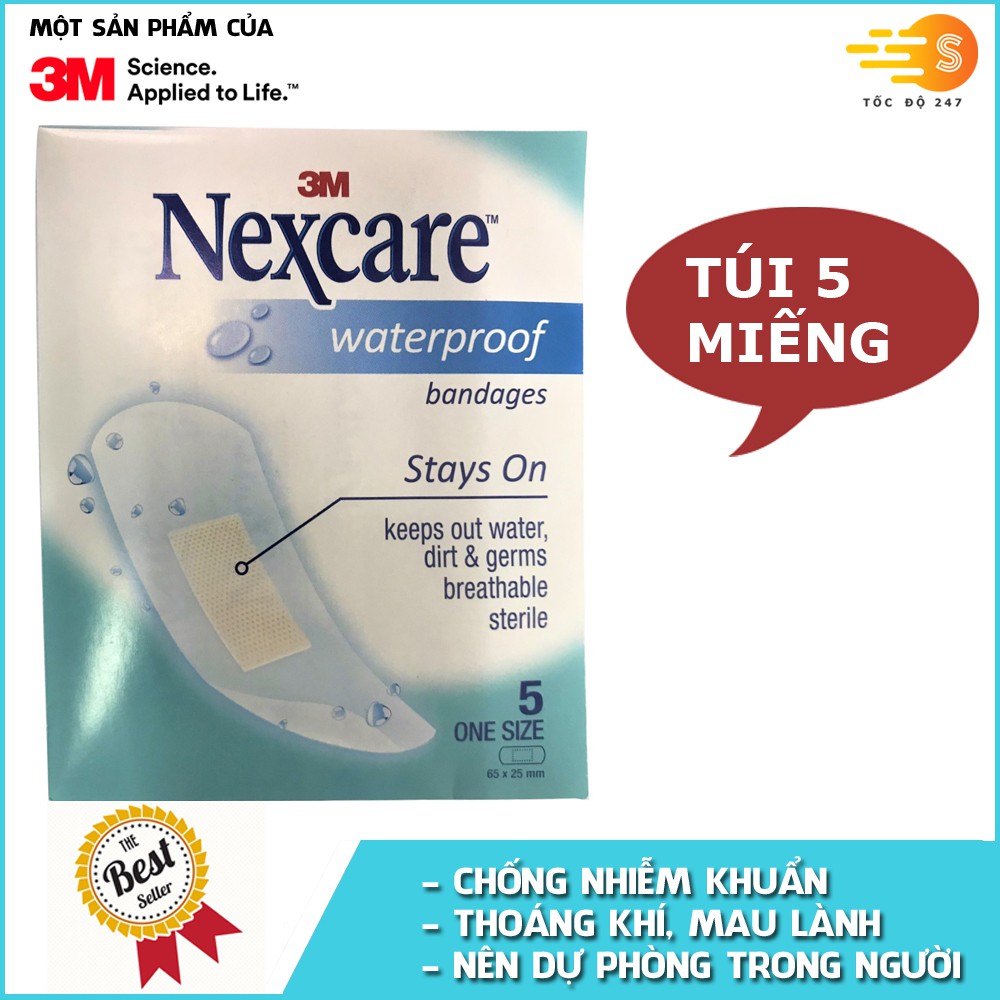 Túi 5 miếng băng keo cá nhân chống thấm nước Nexcare 3M BKCN-CTN