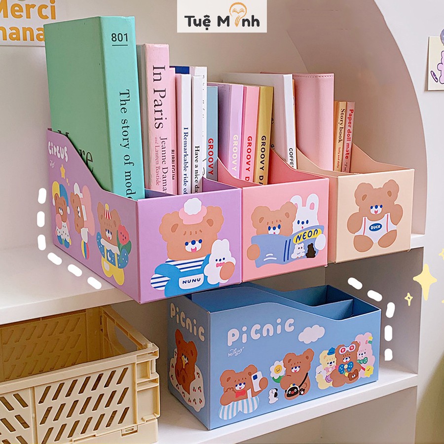 Giá đựng sách tự gấp 2 ngăn, kệ tài liệu để bàn decor bàn học K21