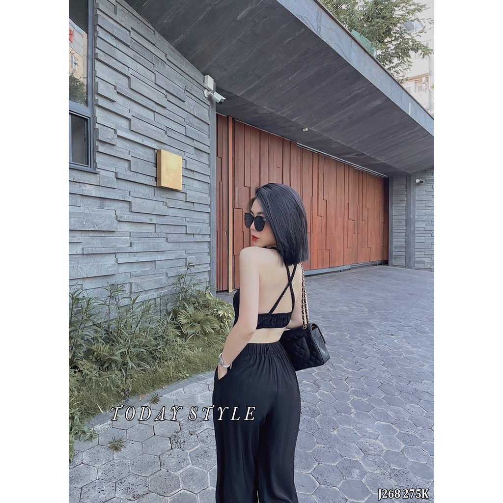 Jumpsuit dài hở lưng Today Style J268 vải dày dặn