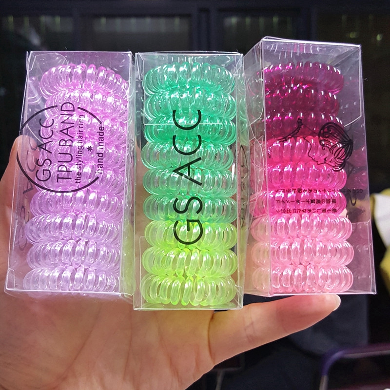 Hộp 9 Dây Buộc Tóc Lò Xo Co Dãn Màu Sắc Thời Trang