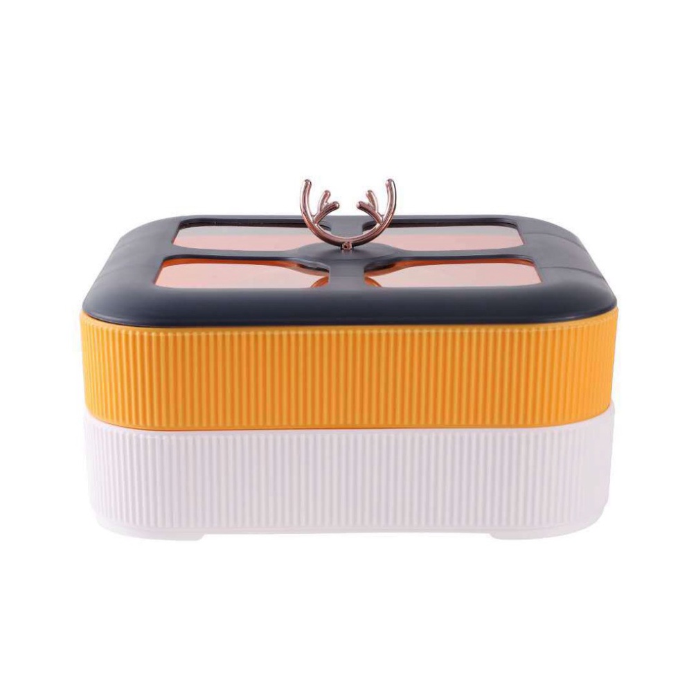 Khay Mứt Tết 2 Tầng Riêng Biệt, Hộp Đựng Bánh Kẹo Hình Vuông Sang Trọng, Hiện Đại