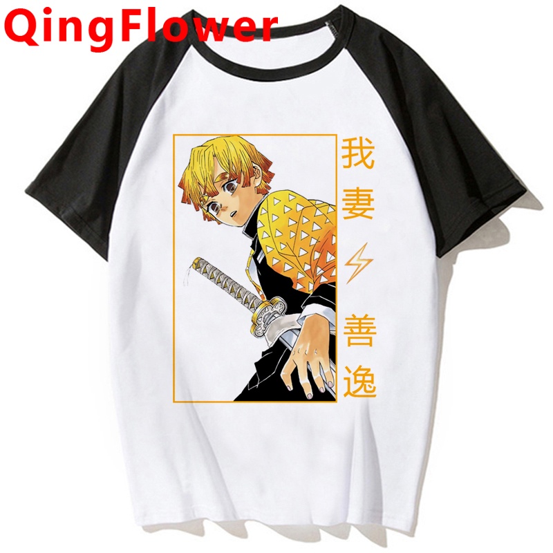 Áo nam Tay Ngắn In Hình Nhân Vật Anime Demon Slayer Zenitsu Dễ Thương