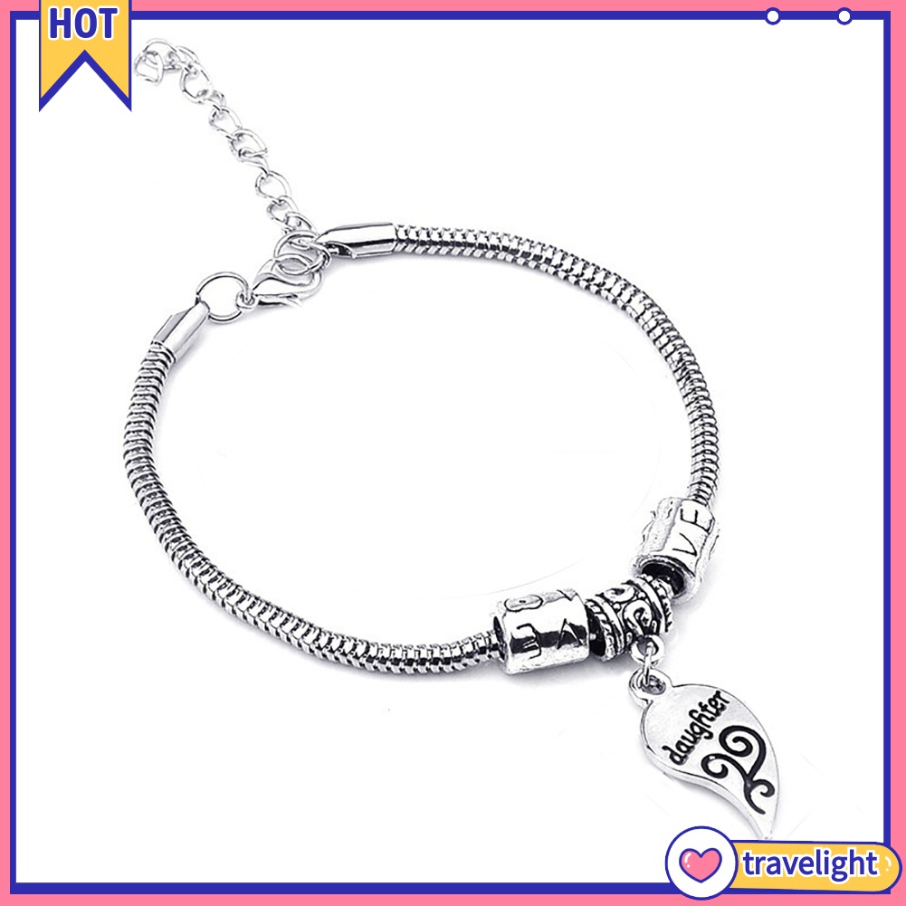 [Travelight] Set 2 Vòng Tay Mặt Hình Trái Tim Ghép Đôi Dành Cho Mẹ Và Con Gái