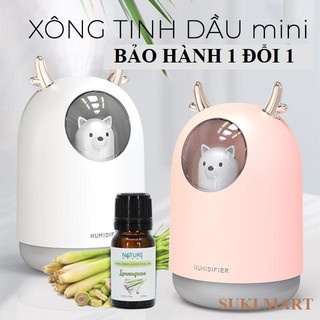 Máy xông tinh dầu phun sương tạo ẩm không khí, hình thú dễ thương, chất liệu nhựa cao cấp