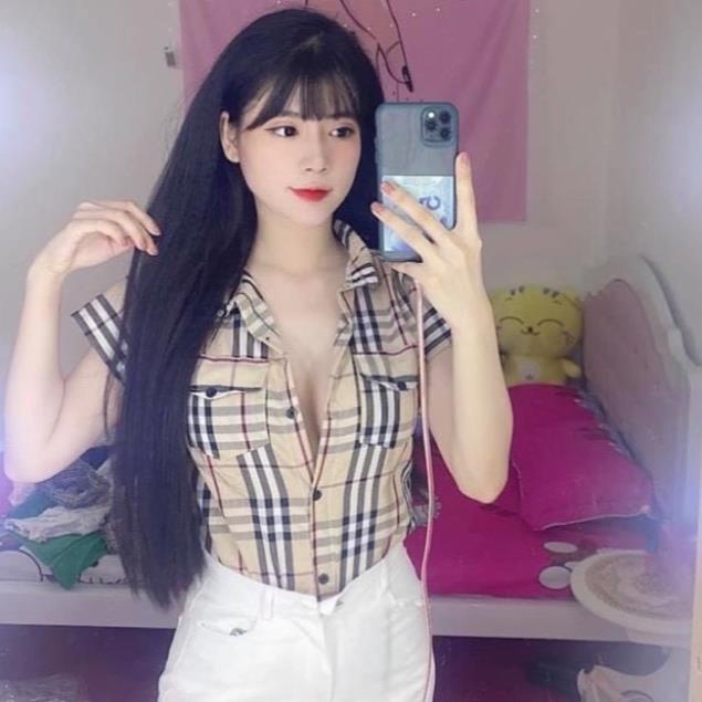 Áo sơ mi nữ kẻ sọc caro chất vải Kate [Hàng Đẹp] | BigBuy360 - bigbuy360.vn