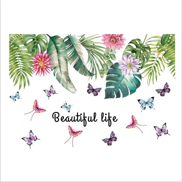 Decal dán tường 3D phong cách Hàn Quốc Beautiful Life - decal giàn hoa đủ màu AmyShop
