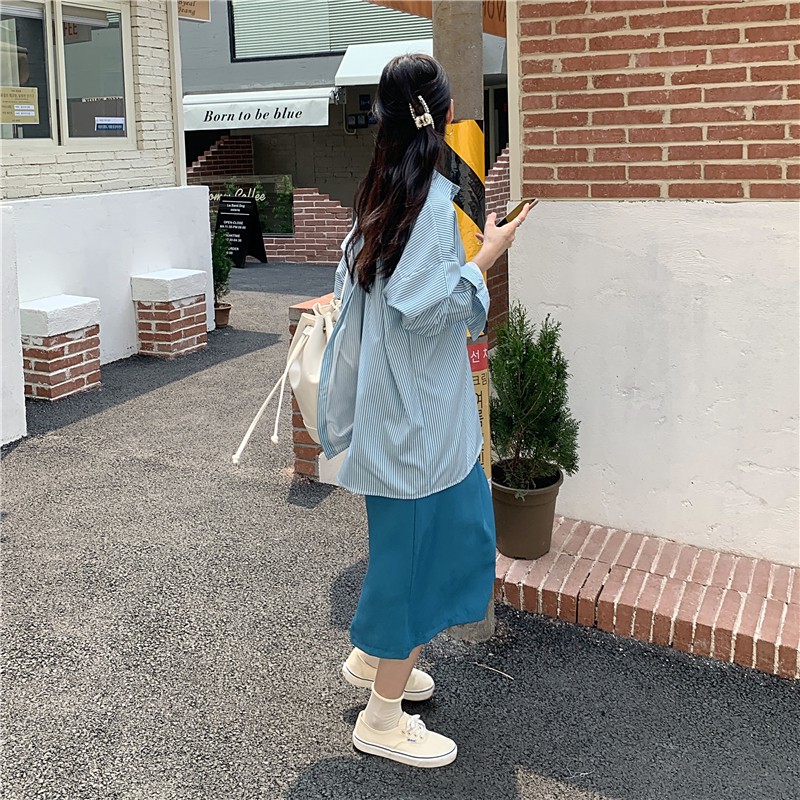 Áo sơ mi tay dài kẻ sọc thời trang thịnh hàng cho nữ