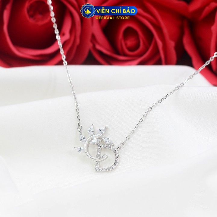 Dây chuyền bạc nữ mặt chữ CD nguyệt quế cách điệu bạc S925 thời trang phụ kiện trang sức nữ Viễn Chí Bảo D400072