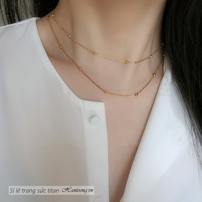 Dây chuyền titan nữ không gỉ thiết kế dạng dây sợi mì đơn giản phong cách hàn thời trang thanh lịch 2023