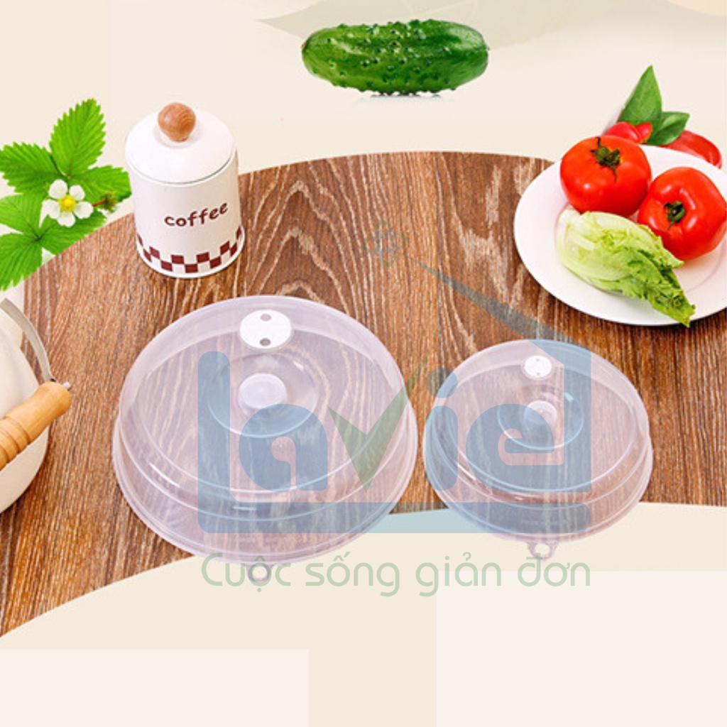 Lồng bàn / nắp nhựa đậy thức ăn trong lò vi sóng trong suốt có van thoát khí