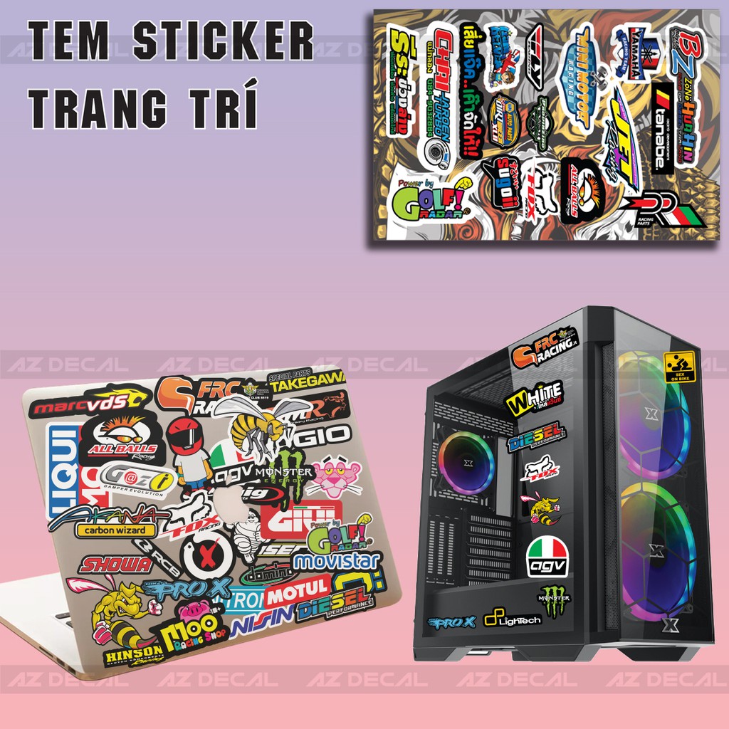 Hình Dán Sticker Chủ Đề Racyng 02 Trang Trí Xe, Mũ Bảo Hiểm, Laptop | Tờ A4