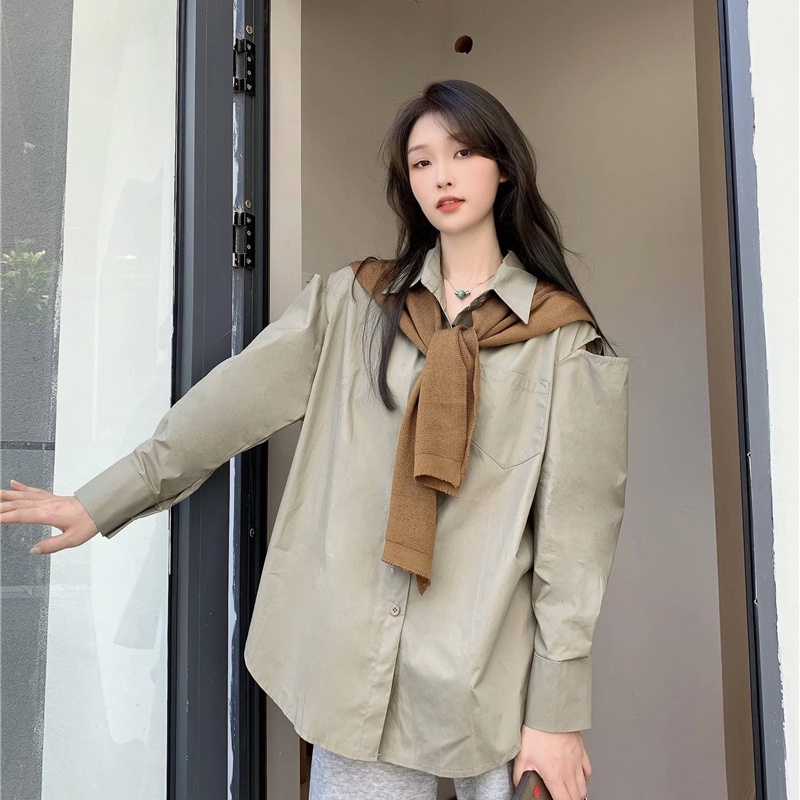 IELGY  Áo Sơ Mi Tay Dài Hở Vai Thời Trang Dành Cho Nữ