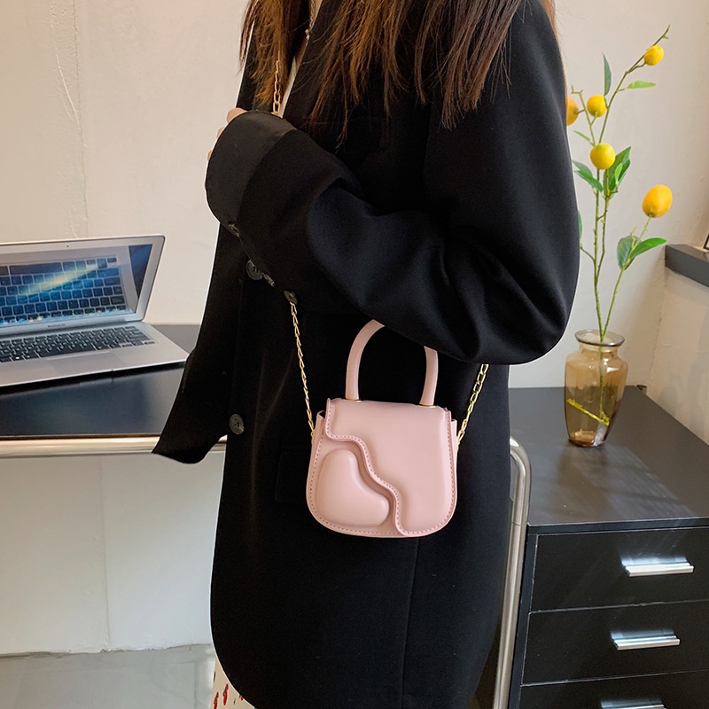 Túi Xách Tay Phong Cách Mới Hình Trái Tim Thiết Kế Kết Cấu Dây Xích Cho Mẹ Và Con Gái