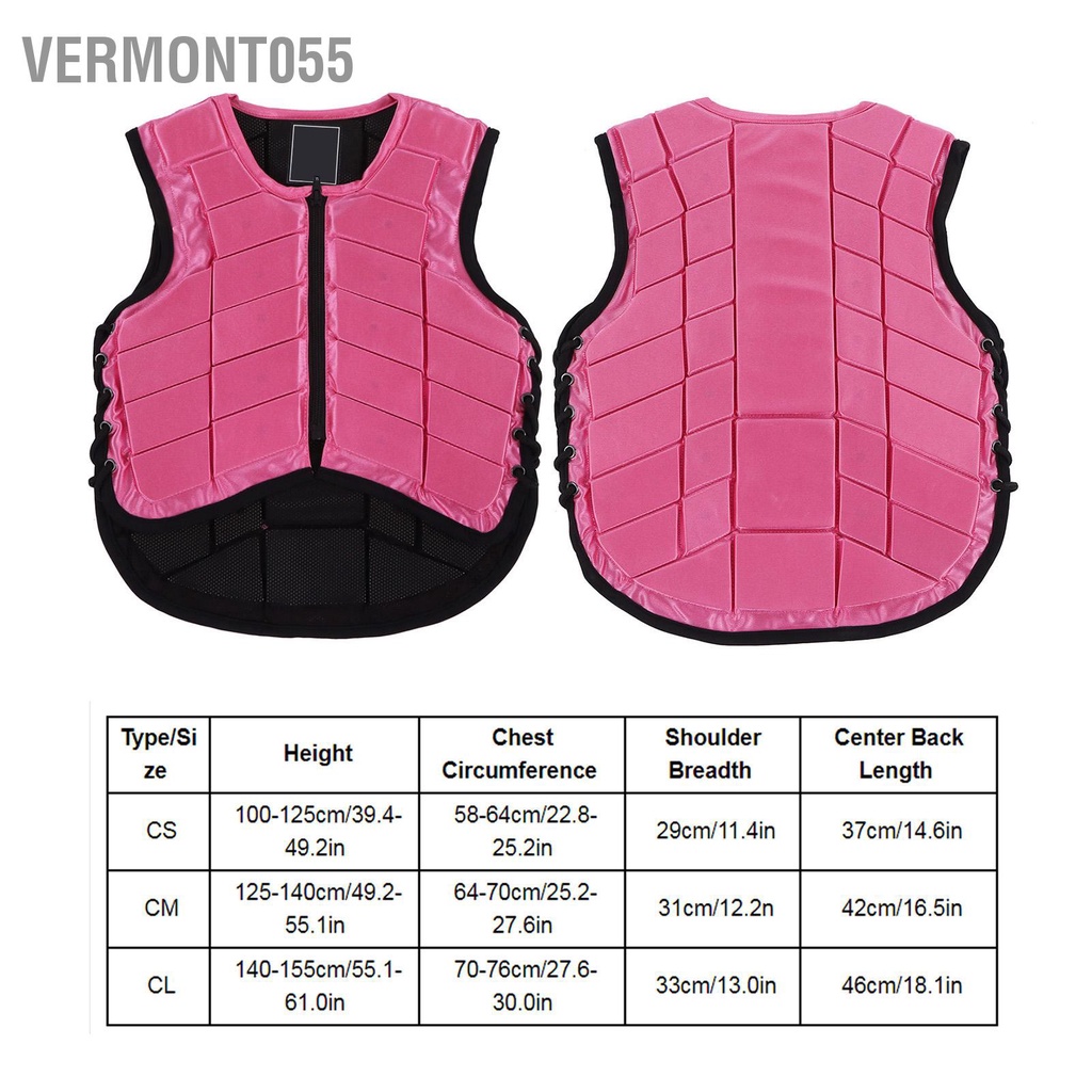 Vermont055 Trẻ em Vest cưỡi ngựa Bọt đệm an toàn Cưỡi Đồ bảo hộ Bảo vệ cơ thể Màu hồng
