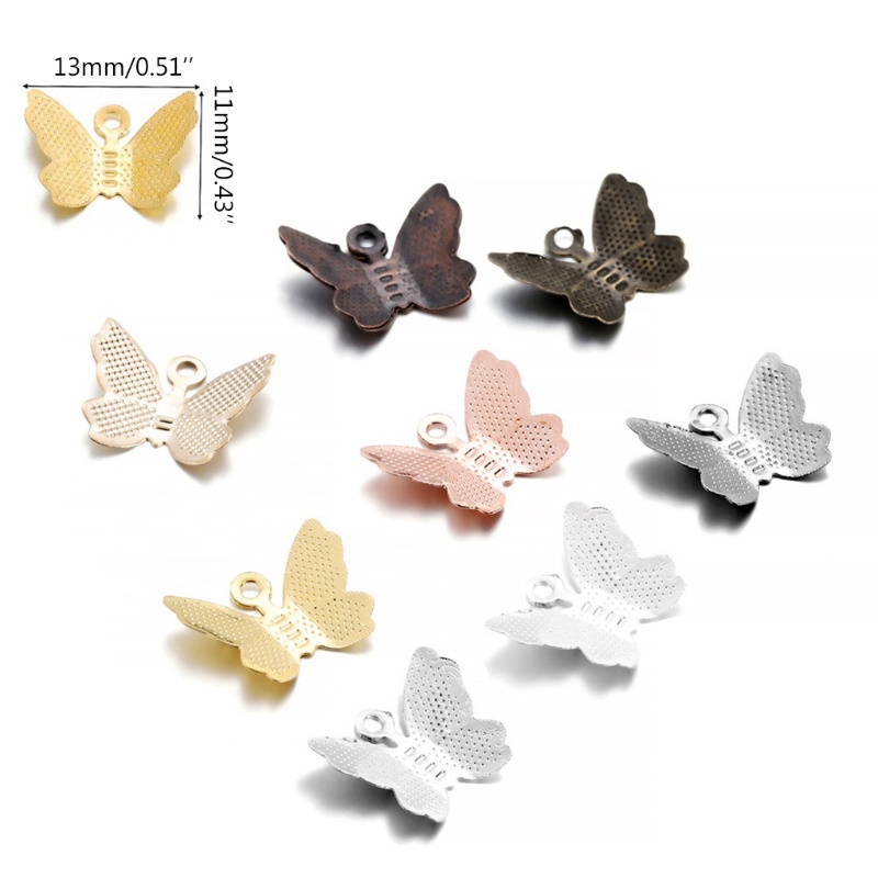 Set 100 mặt dây chuyền hình bướm nhiều màu sắc