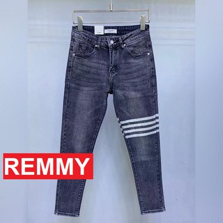 Quần jean nam xanh đậm trơn phối viền cao cấp nhật bản kj123 remmyshop