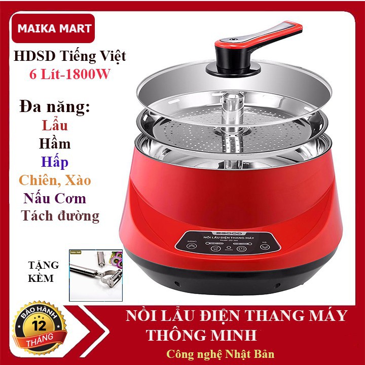 Nồi Lẩu Điện Thang Máy Đa Năng DESKOE TM-9001 - Nâng Hạ , Nồi Hấp/ Bảo Hành 12 Tháng