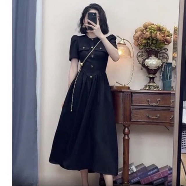 Đàm dự tiệc đính cúc tay phồng cực tôn dáng sang chảnh cho nàng đi chơi dự tiệc | BigBuy360 - bigbuy360.vn