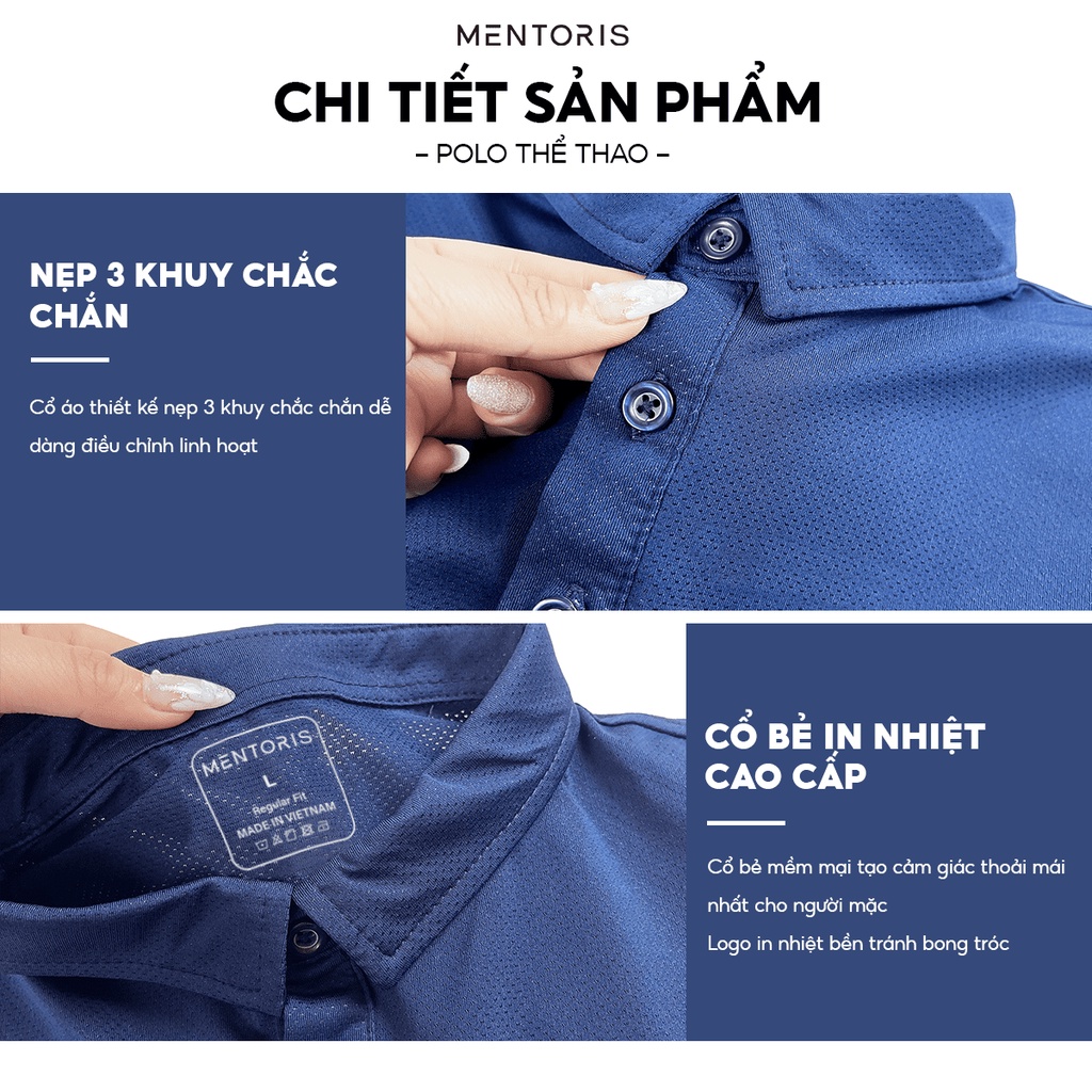 Áo polo thể thao nam MENTORIS cổ bẻ tay ngắn tập gym vải siêu co giãn thoáng mát chuẩn form MPL2201