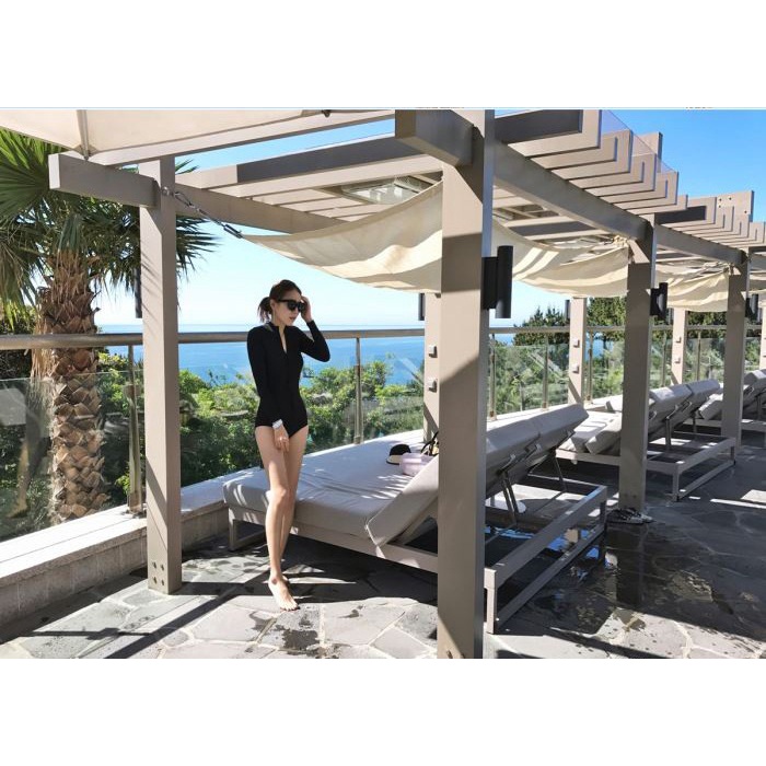 Đồ Bơi set bơi bikini nữ liền một mảnh dài tay khóa đen chống nắng phong cách hàn quốc trẻ trung cá tính