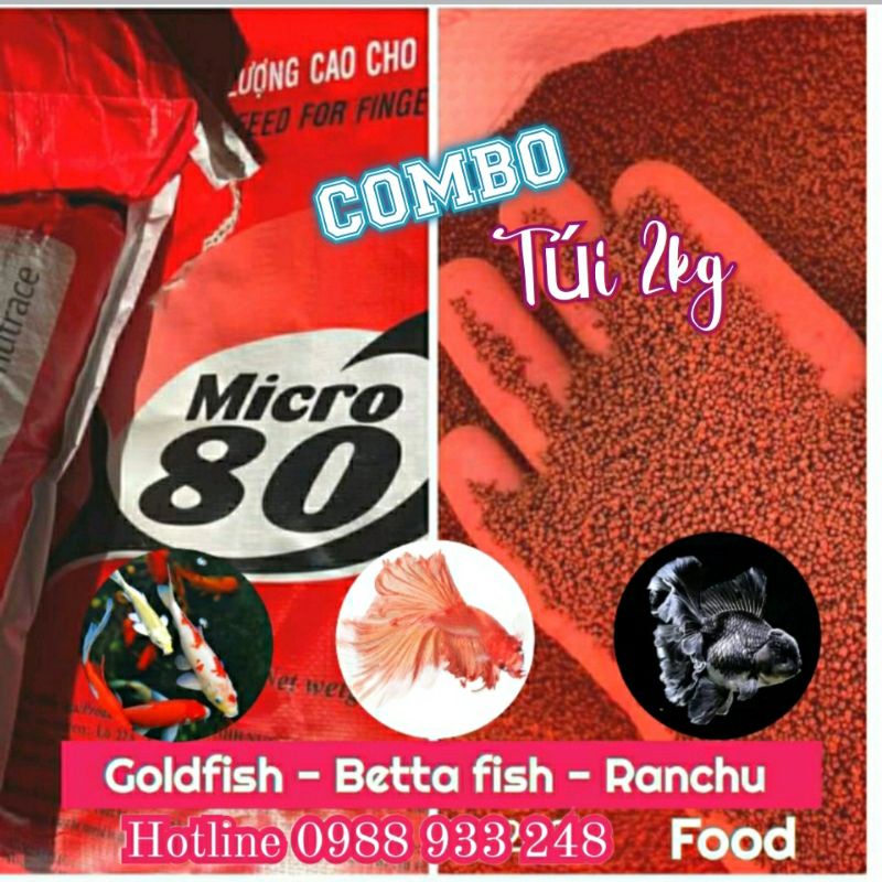 [Giá Sỉ] Combo 2kg cám Micro 80 dành Goldfish, Betta, Ranchu