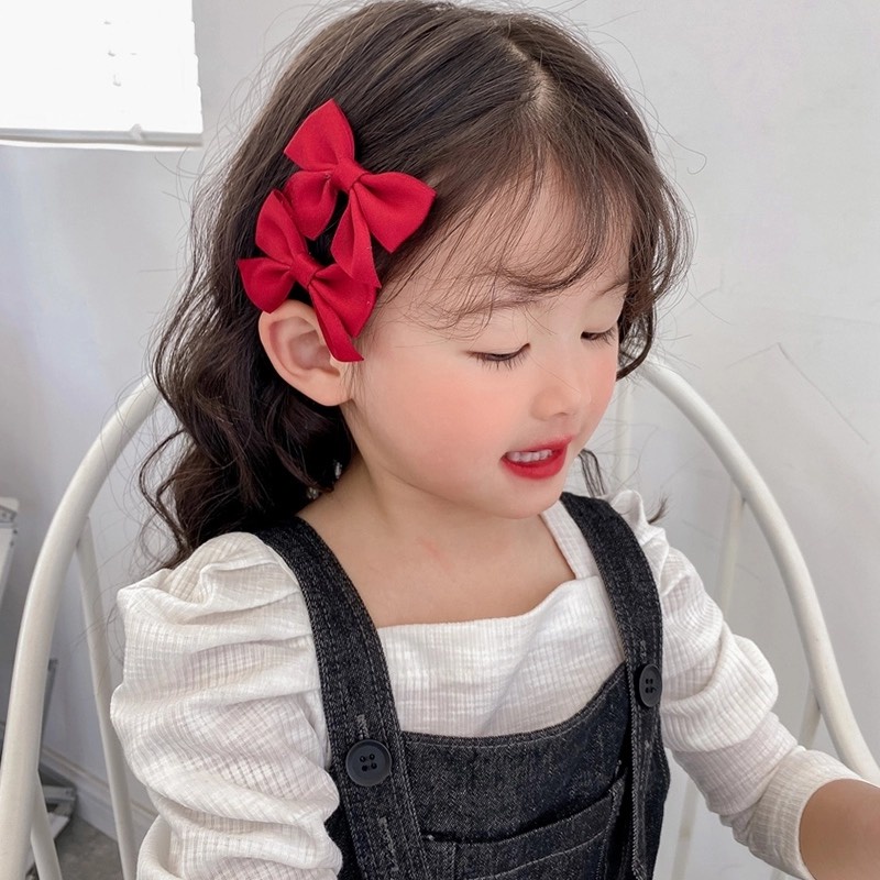 Kẹp tóc mái, set 2 kẹp nơ tiểu thư cho bé gái siêu dễ thương phong cách Hàn Quốc Cuội Store