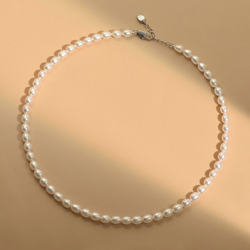 Flgo Vòng cổ Chuỗi Hạt Ngọc Trai Hình Oval Phong Cách Đường Phố Thanh Lịch Dễ Phối Đồ