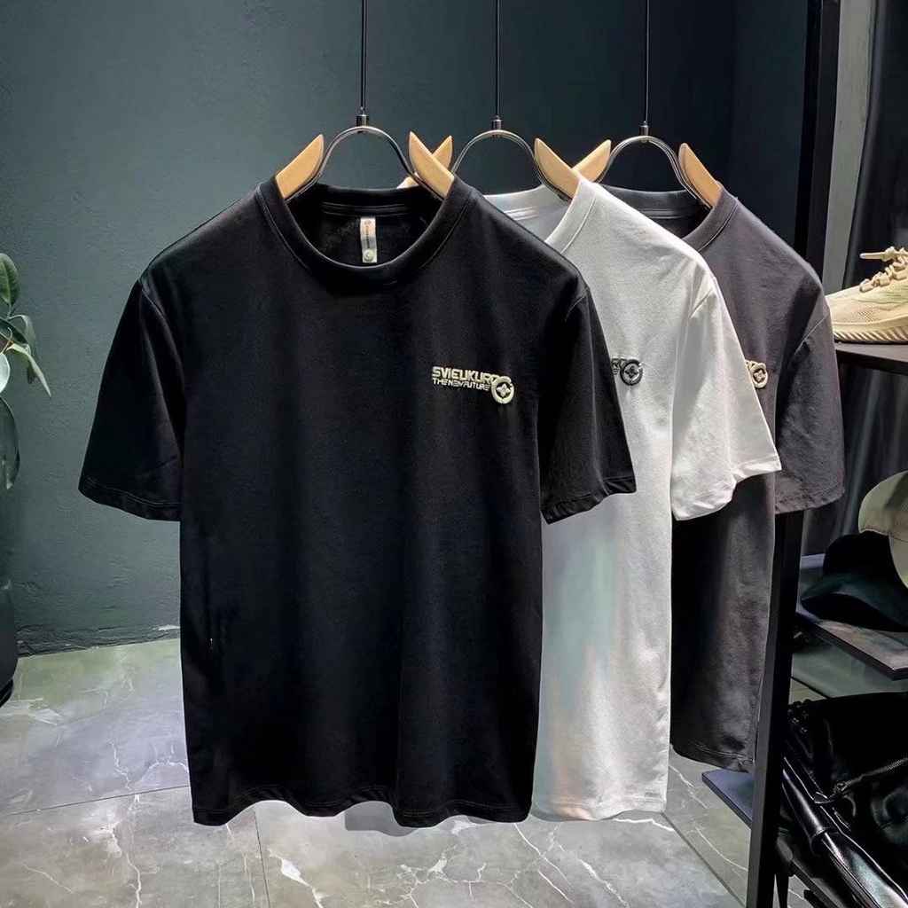 Áo Thun Cotton Ngắn Tay Dáng Rộng In Họa Tiết Cá Tính Dễ Phối Đồ Cho Nam