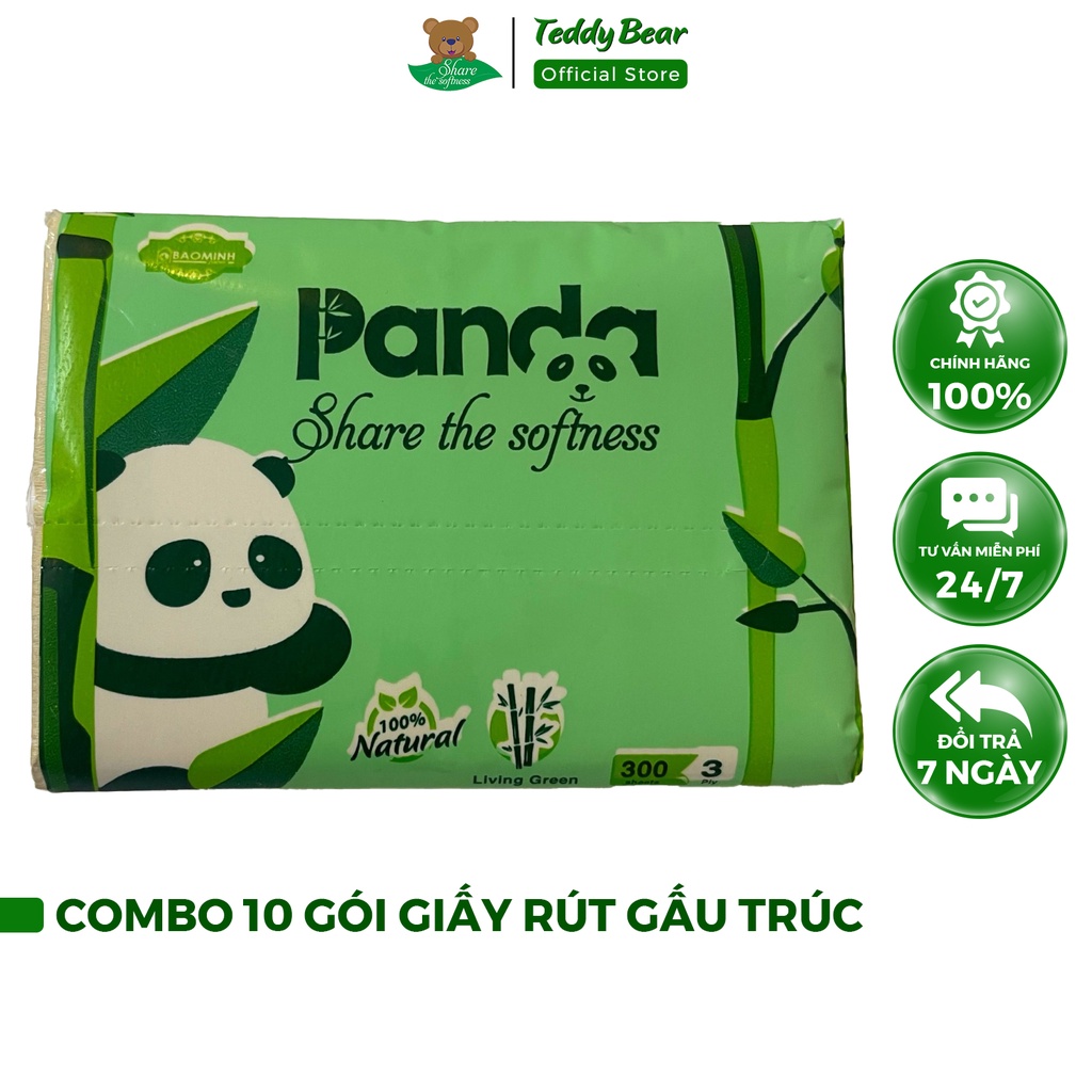 Combo 10 Gói Giấy Rút Gấu Trúc PANDA Tre Chất Dai Bền