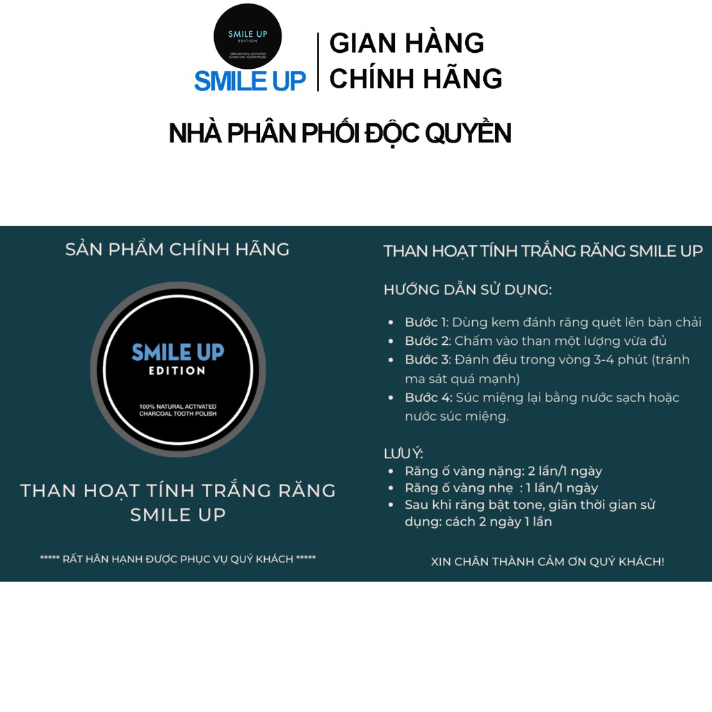 [Mã COSDAY giảm 8% đơn 150K] Than hoạt tính trắng răng Smile Up