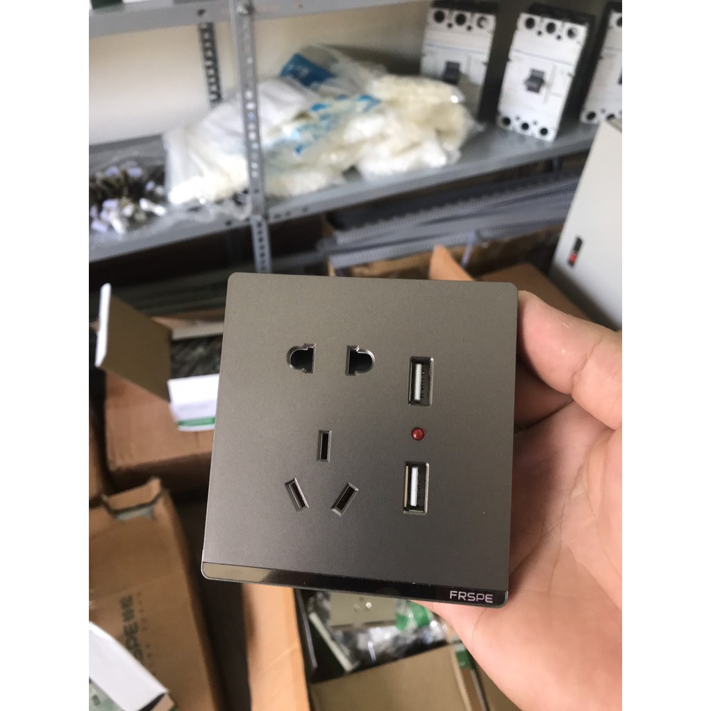 Ổ cắm công tắc ghi xám cao cấp -TBĐ