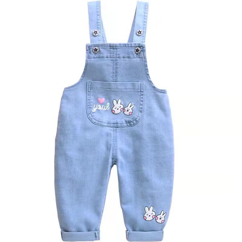 Mới Quần Yếm Denim Mỏng Mềm Mại Xinh Xắn Cho Bé Gái
