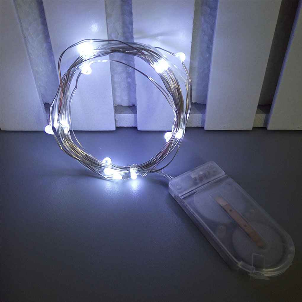 Dây đèn LED 1m 10 bóng chạy pin màu trắng cho trang trí