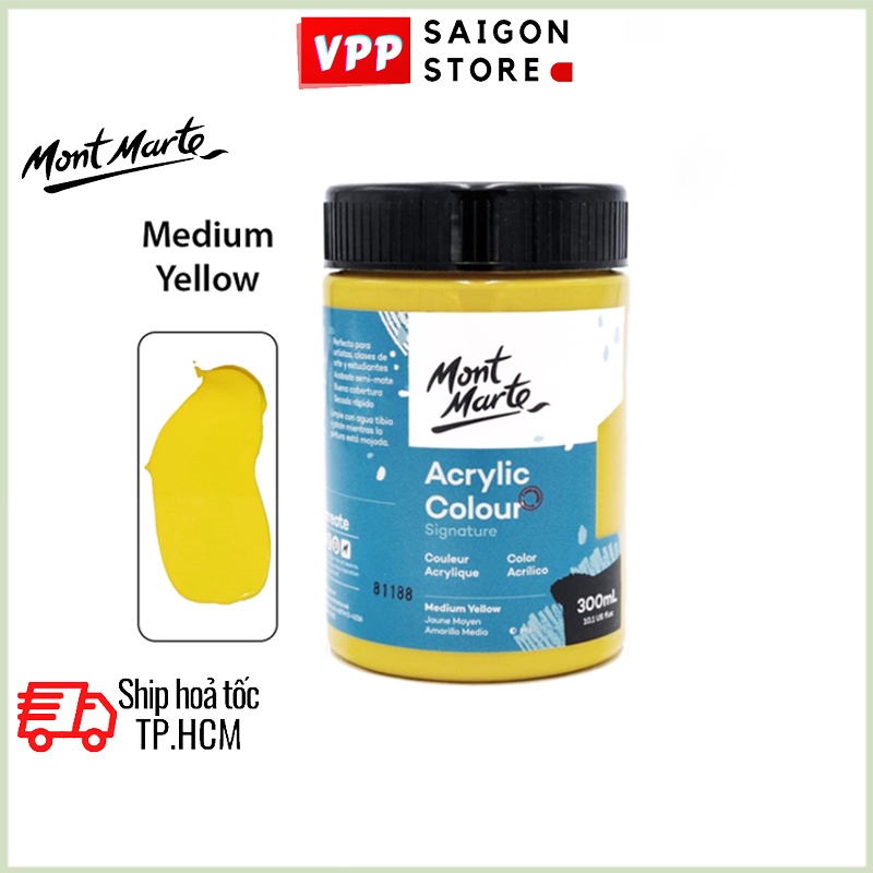 Màu Acrylic Mont Marte 300ml - Medium Yellow - Acrylic Colour Paint Signature 300ml (10.1oz) - MSCH3004