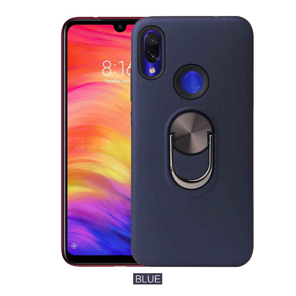 Ốp điện thoại nhựa cứng màu trơn có móc gắn xoay 360 độ dành cho Xiaomi Redmi Note 7 Note 7 Pro Redmi 7