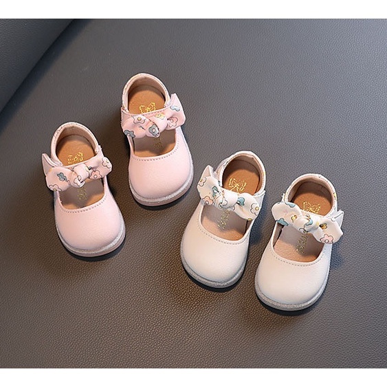 Giày búp bê thỏ nơ xanh đen trắng hoa siêu xinh cho bé gái sz 16-20