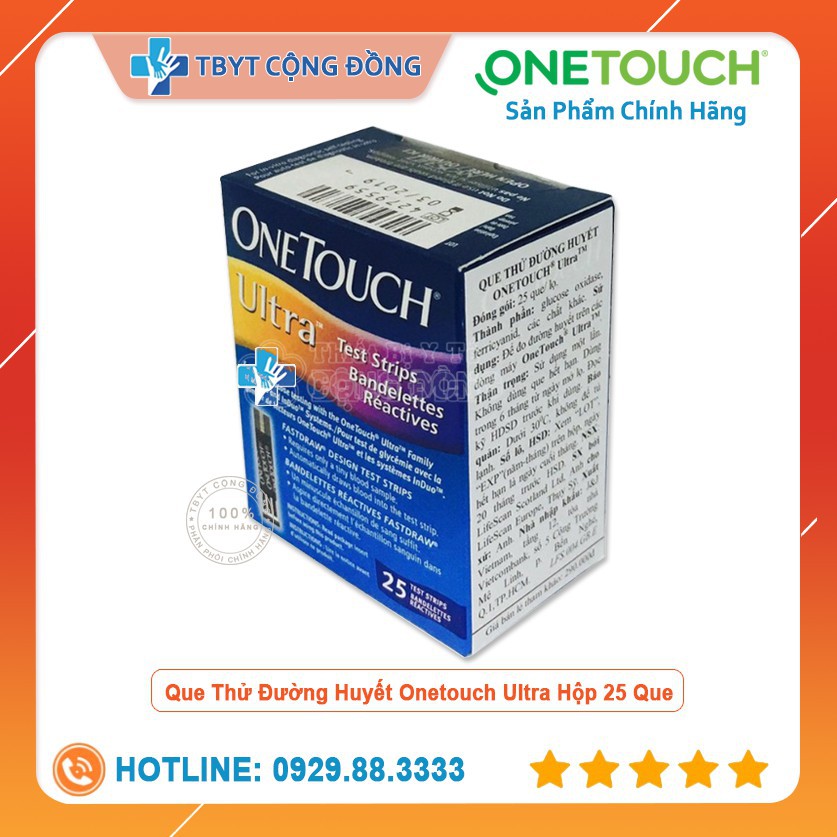 hbhb [Date dài] Que Thử Đường Huyết Onetouch Ultra ( test tiểu đường One Touch Ultra) 95