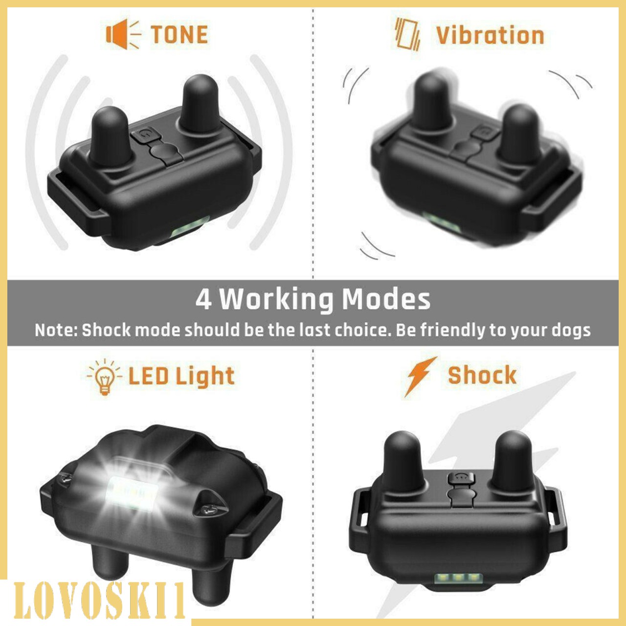 Vòng Cổ Shock Điện + Điều Khiển Cho Huấn Luyện Chó Màn Hình Lcd Lovoki1