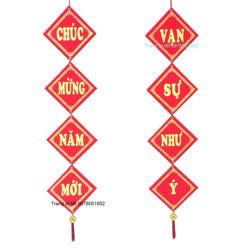 1 đôi khánh vuông, liễng trang trí tết cổ truyền chữ Việt Nam bọc vải nhung đẹp