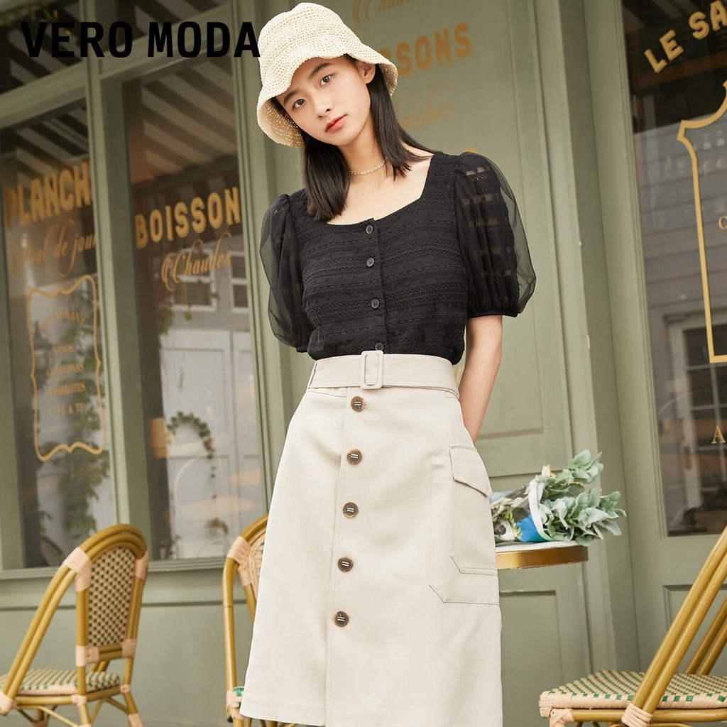 Vero Moda Chân Váy Midi Có Thắt Lưng Cạp Cao Trơn Cho Nữ 321216016