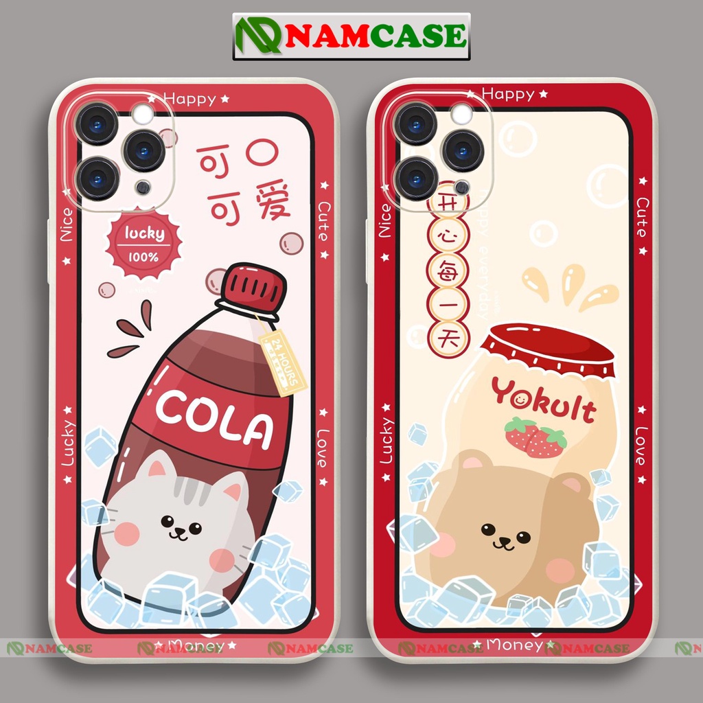 Ốp lưng điện thoại iPhone cặp đôi Cute cạnh viền vuông silicon dẻo bảo vệ cam ip 6/6s/7/8/X/XS/XR/11/12/13 Pro Plus Max