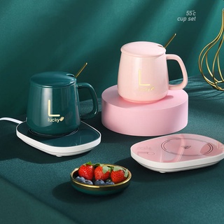 Set cốc nóng cắm điện cốc sứ kèm đế hâm nóng đồ uống tiện dụng OD14
