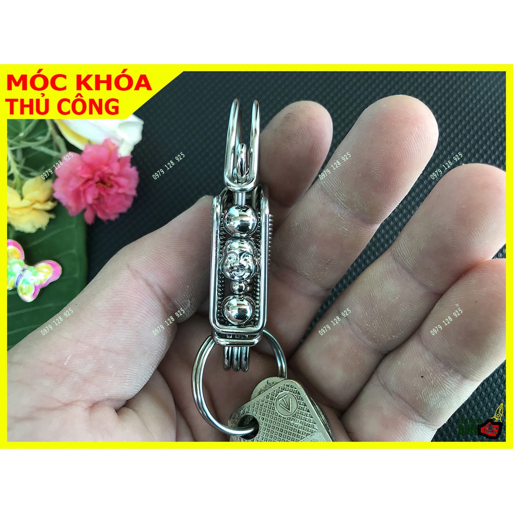 Móc chìa khóa  thần tài xe máy ô tô đẹp chất liệu inox cài lưng quần thời trang Móc khóa thủ công