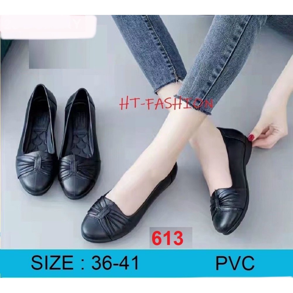 Giaỳ nhựa dẻo mềm đen nữ 613(size 36-41)